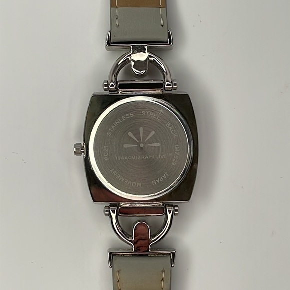 Isaac Mizrahi Watch Stainless Steel Case Horse Bit Style Grey Strap Watch - Picture 3 of 11